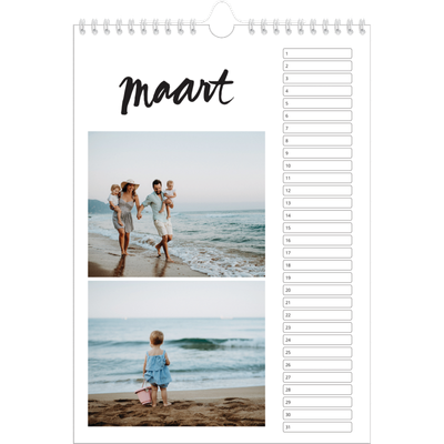 Verjaardagskalenders A4 — Handgeschreven letters [Maart]