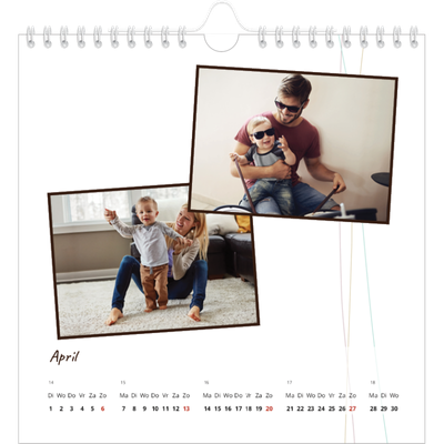 Jaarkalenders vierkant — Bloempatroon in potlood [April]