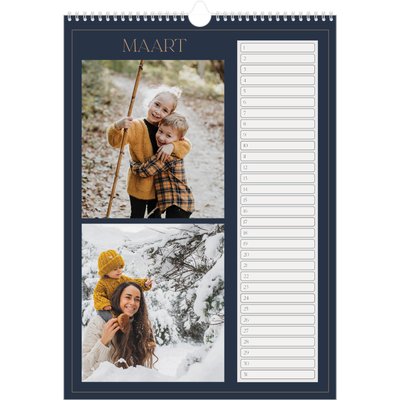 Verjaardagskalenders A3 — Pruisisch blauw [Maart]