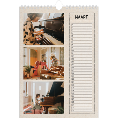 Verjaardagskalenders A4 — Craft stempel effect [Maart]