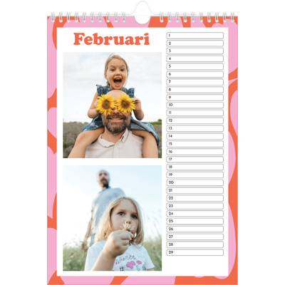 Verjaardagskalenders A4 — Speelse patronen [Februari]