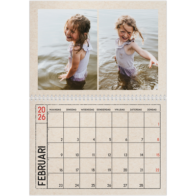Fotokalender A4 Dubbel (30 x 40 cm) — Craft stempel effect [Februari]