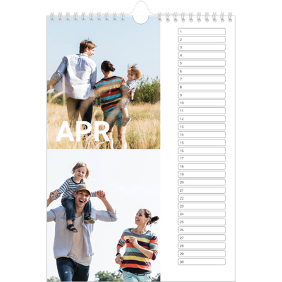 Verjaardagskalenders A4 — Grote maandaanduiding [April]