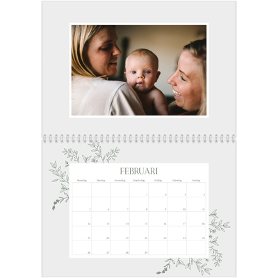 Fotokalender A4 Dubbel (30 x 40 cm) — Hand gemaakte bloemen [Februari]
