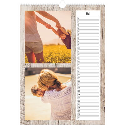 Verjaardagskalenders A3 — Houtpatroon [Mei]