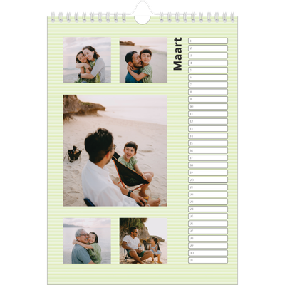 Verjaardagskalenders A4 — Pastelpatronen [Maart]