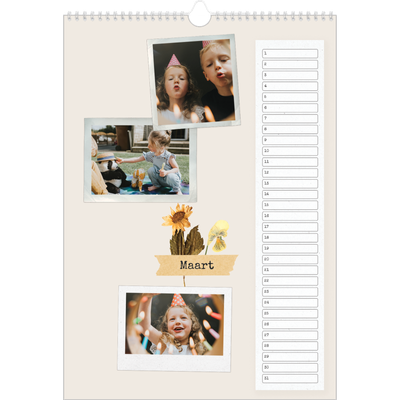 Verjaardagskalenders A3 — Vintage scrapbook [Maart]
