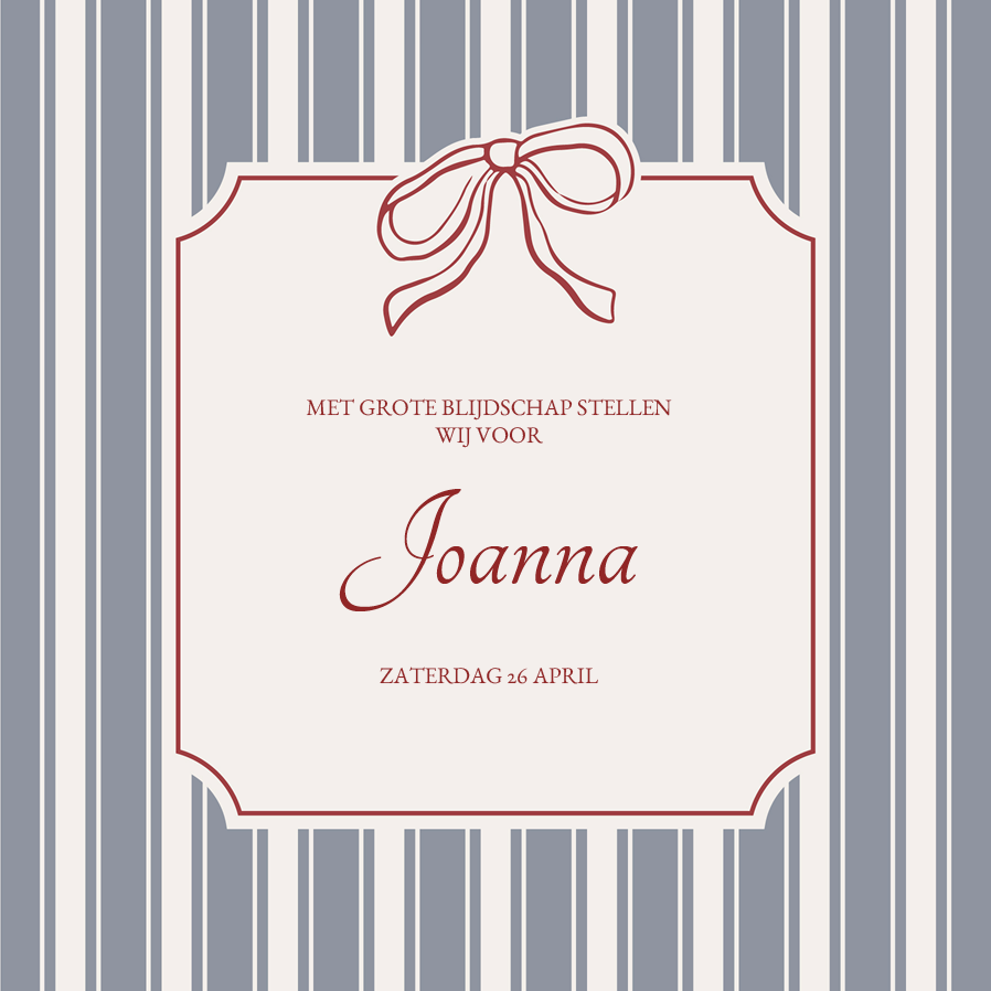 Uitnodigingen — Fijn streepje en strik