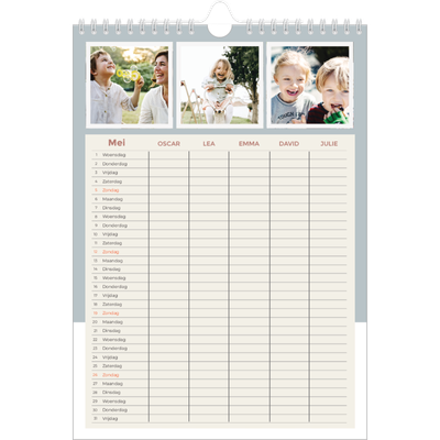 A4 Familieplanners — Aardse tonen - gezinsplanner 5 personen [omslag]