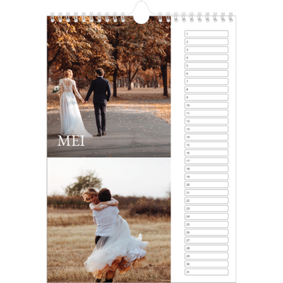 Verjaardagskalenders A4 — Eenvoudige letters [Mei]