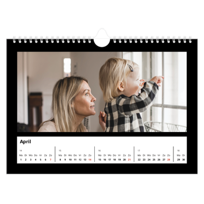 Fotokalender A4 — Foto in zwart kader [April]