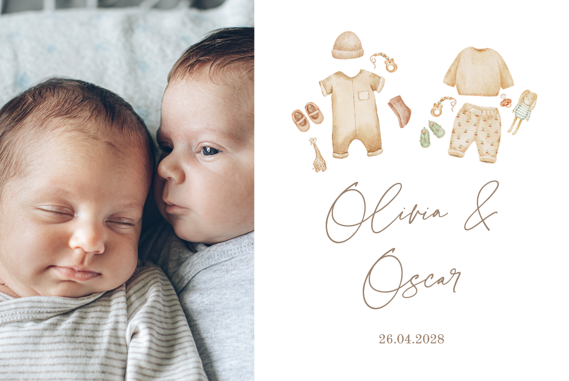 Uitnodigingen — Tweeling schatten