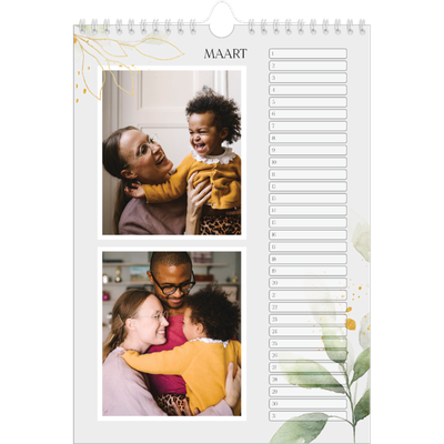 Verjaardagskalenders A4 — Bloemen splash [Maart]