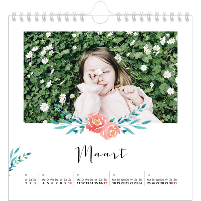 Jaarkalenders vierkant — Bloemen illustraties [Maart]