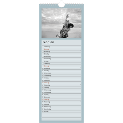 Smalle kalender  — Scandinavische kleuren [Februari]