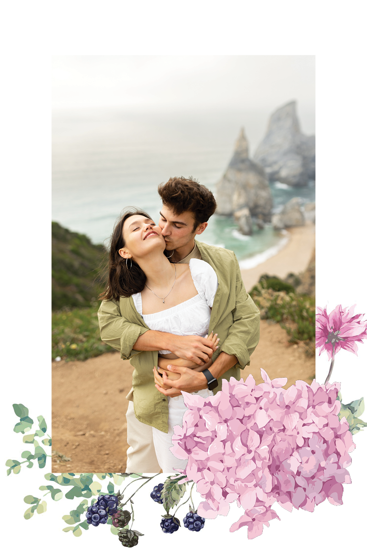 Save the date — Lila bloemen