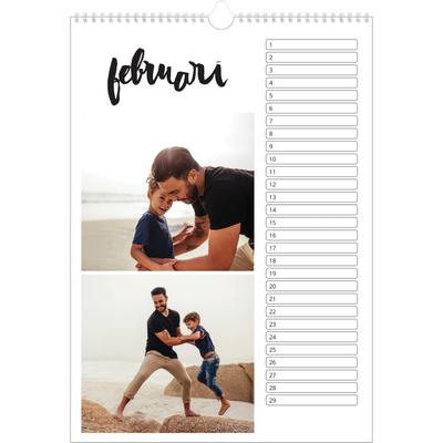 Verjaardagskalenders A3 — Handgeschreven letters [Februari]