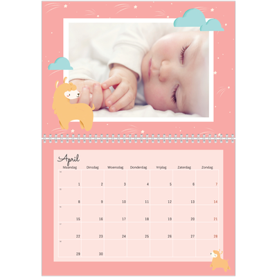 Fotokalender A4 Dubbel (30 x 40 cm) — Schattige dieren [April]