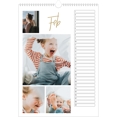Verjaardagskalenders A3 — Handgeschreven [Februari]