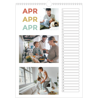Verjaardagskalenders A3 — Bont gekleurd [April]