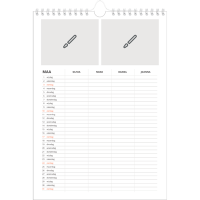 A4 Familieplanners — Ontwerp je eigen product - 4-persoons gezin [Maart]