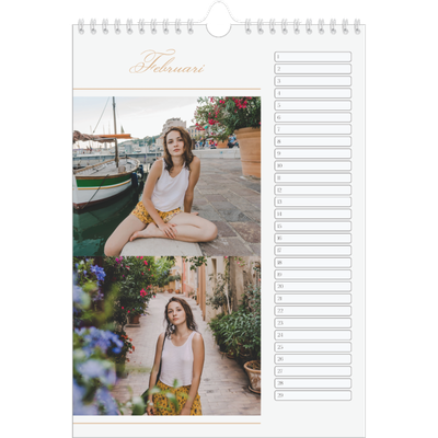 Verjaardagskalenders A4 — Goudschrift banner [Februari]