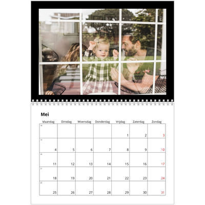 Fotokalender A4 Dubbel (30 x 40 cm) — Foto in zwart kader [Mei]