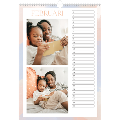 Verjaardagskalenders A3 — Verfkwast effect [Februari]