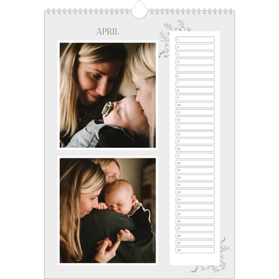 Verjaardagskalenders A3 — Hand gemaakte bloemen [April]