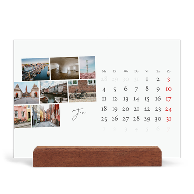 Bureaukalender met houten standaard  — City trip [Januari]