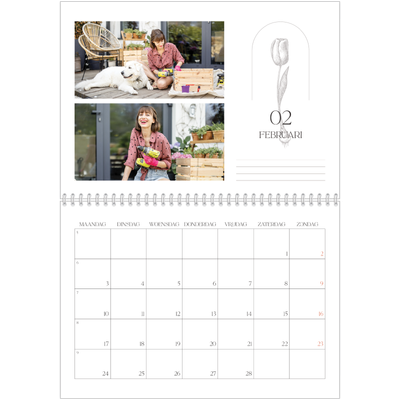 Fotokalender A4 Dubbel (30 x 40 cm) — Simpel botanisch [Februari]