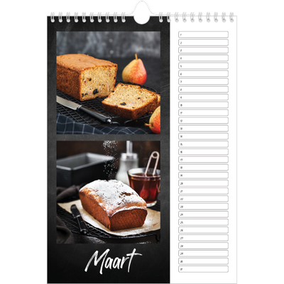 Verjaardagskalenders A4 — Krijtbord stijl [Maart]