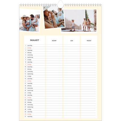 A3 Familieplanners — Modern - gezinsplanner 3 personen [Maart]