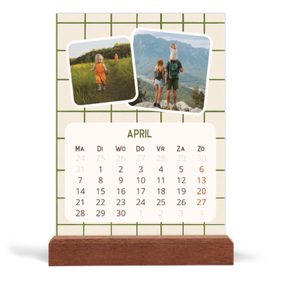 Bureaukalender met houten standaard  — Retro patronen [April]