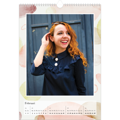 A3 Jaarkalenders — Aquarel vlekkenpatroon [Februari]