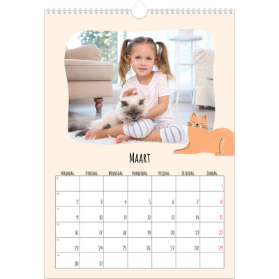 A3 Jaarkalenders — Kattenpoten en krabbels [Maart]