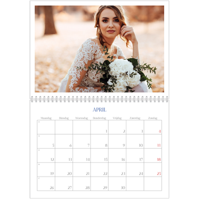 Fotokalender A4 Dubbel (30 x 40 cm) — Kobalt klassieker [April]