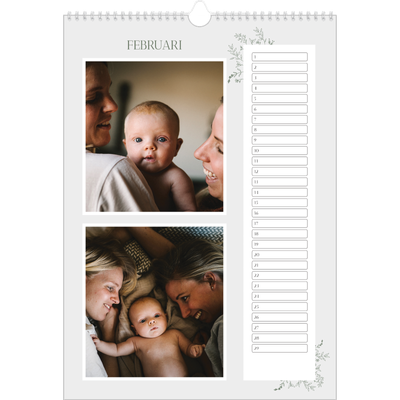 Verjaardagskalenders A3 — Hand gemaakte bloemen [Februari]