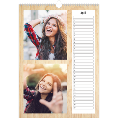 Verjaardagskalenders A3 — Houtpatroon [April]
