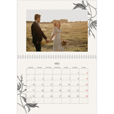 Fotokalender A4 Dubbel (30 x 40 cm) — Inkt & klimop [Mei]