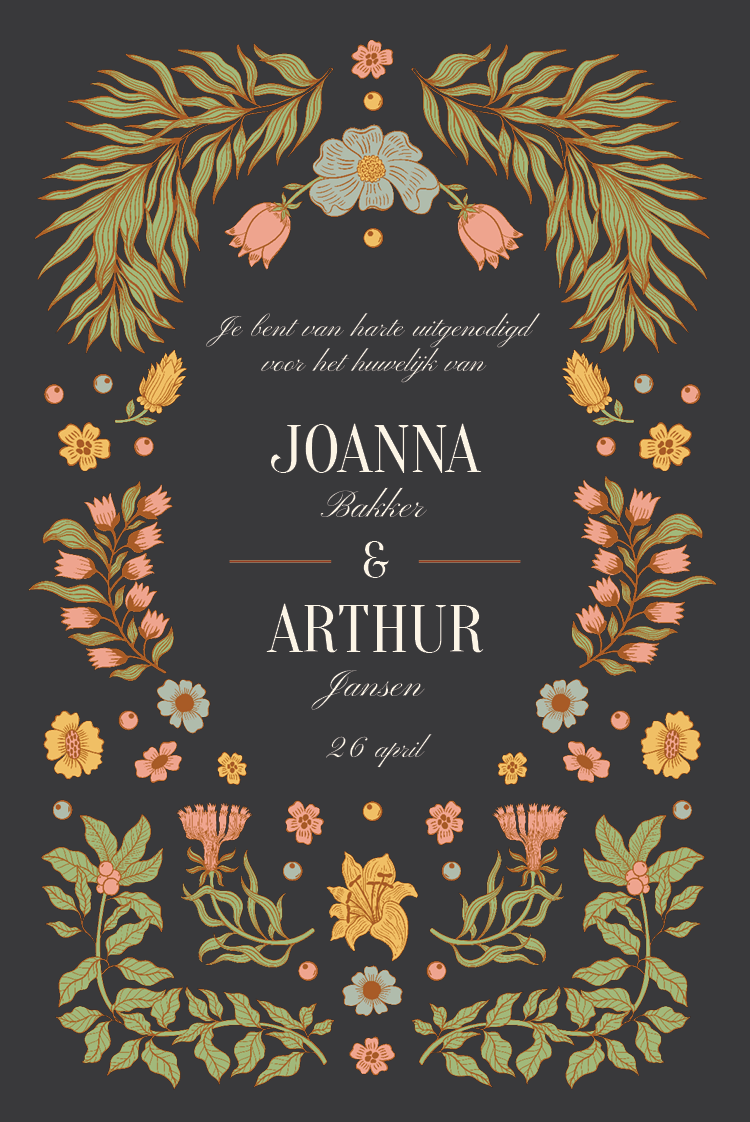 Uitnodigingen — Wijnstok en bloem