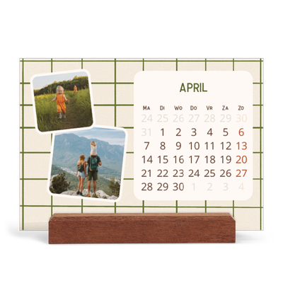 Bureaukalender met houten standaard  — Retro patronen [April]