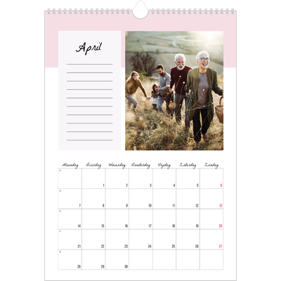 A3 Jaarkalenders — Kalender Lijst [April]
