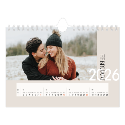 Fotokalender A5 — Overlappende tekst [Februari]
