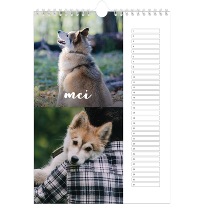 Verjaardagskalenders A4 — Schuingedrukte letters [Mei]