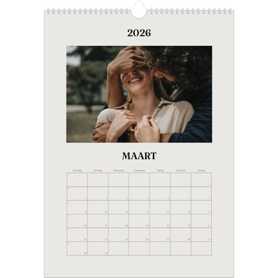 A3 Jaarkalenders — Simpel ivoor [Maart]