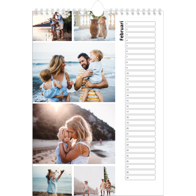 Verjaardagskalenders A4 — Collage in blokkenpatroon [Februari]