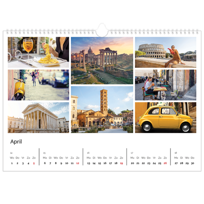 Fotokalender A3 — Collage in blokkenpatroon [April]