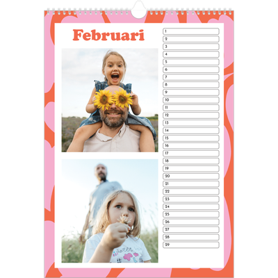 Verjaardagskalenders A3 — Speelse patronen [Februari]
