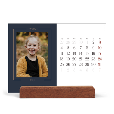 Bureaukalender met houten standaard  — Pruisisch blauw [omslag]